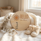 Hello I'm Here Sun Baby Announcement Wooden Plaque