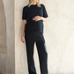 Alexis Side Split Maternity Knit Top in Black