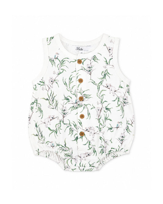 Organic Button Front Bodysuit Taylor Print - front