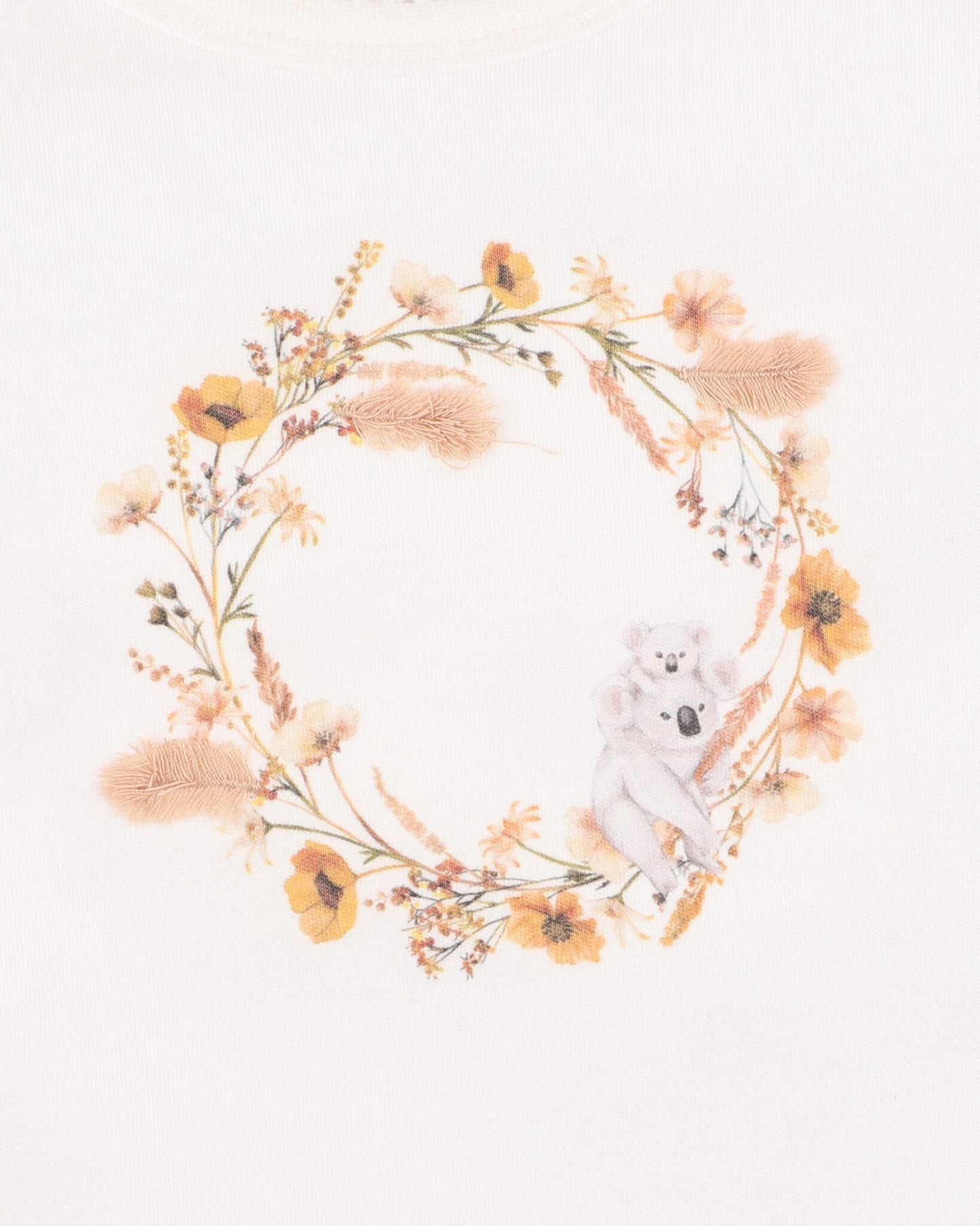 Organic Floral Koala Bodysuit Cloud - detail