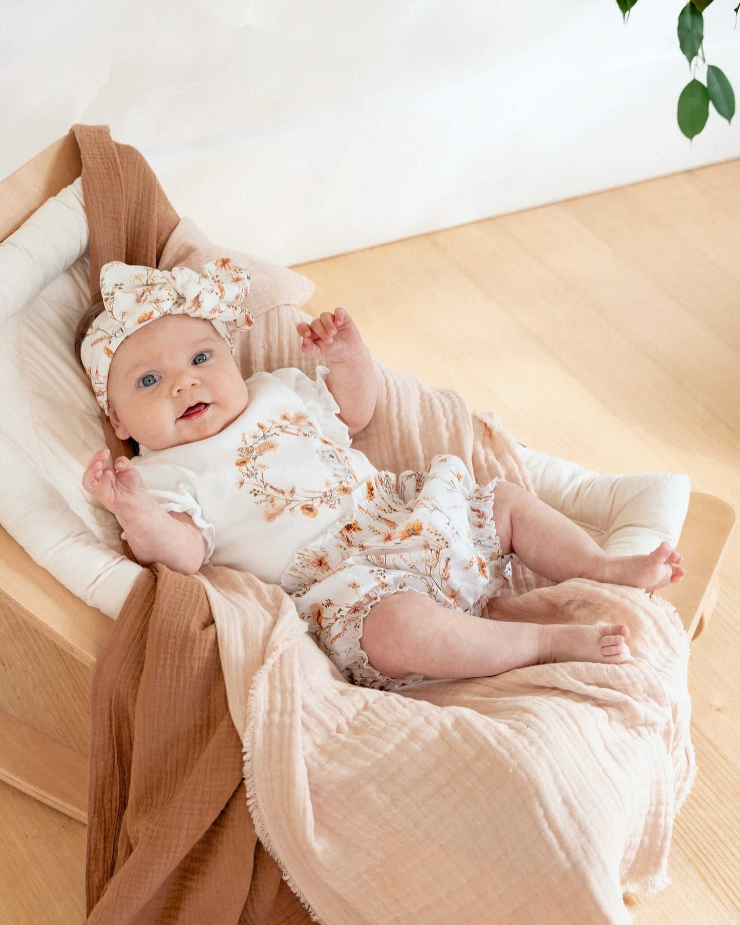 Organic Floral Koala Bodysuit Cloud - lifestyle