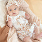 Organic Floral Koala Bodysuit Cloud - fabric print