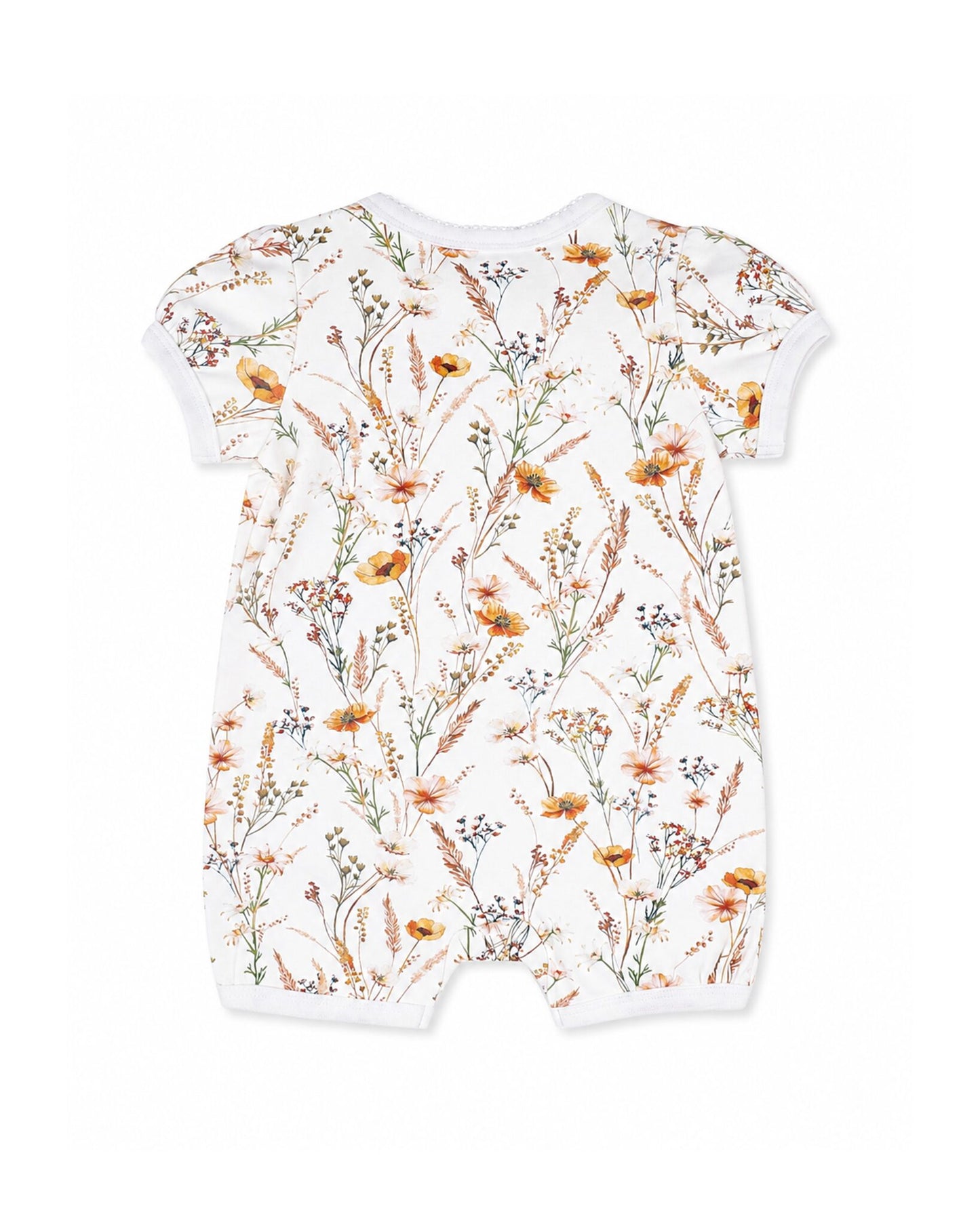 Organic Floral SS Zip Romper Taylor Floral Print - back