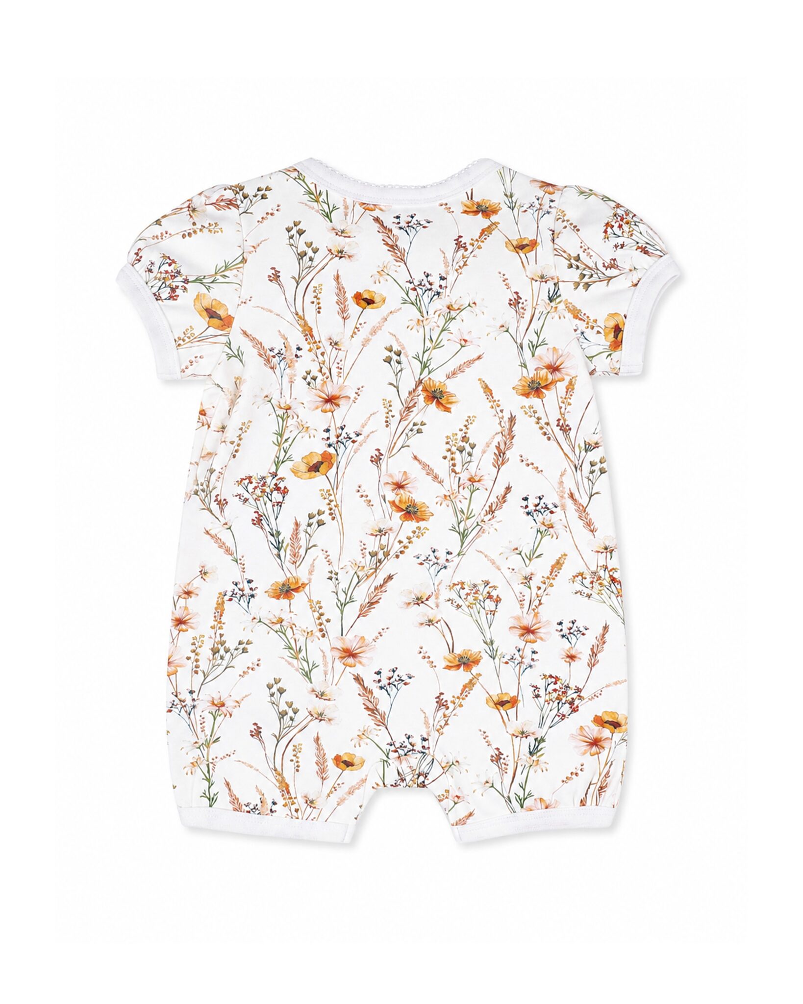 Organic Floral SS Zip Romper Taylor Floral Print - back