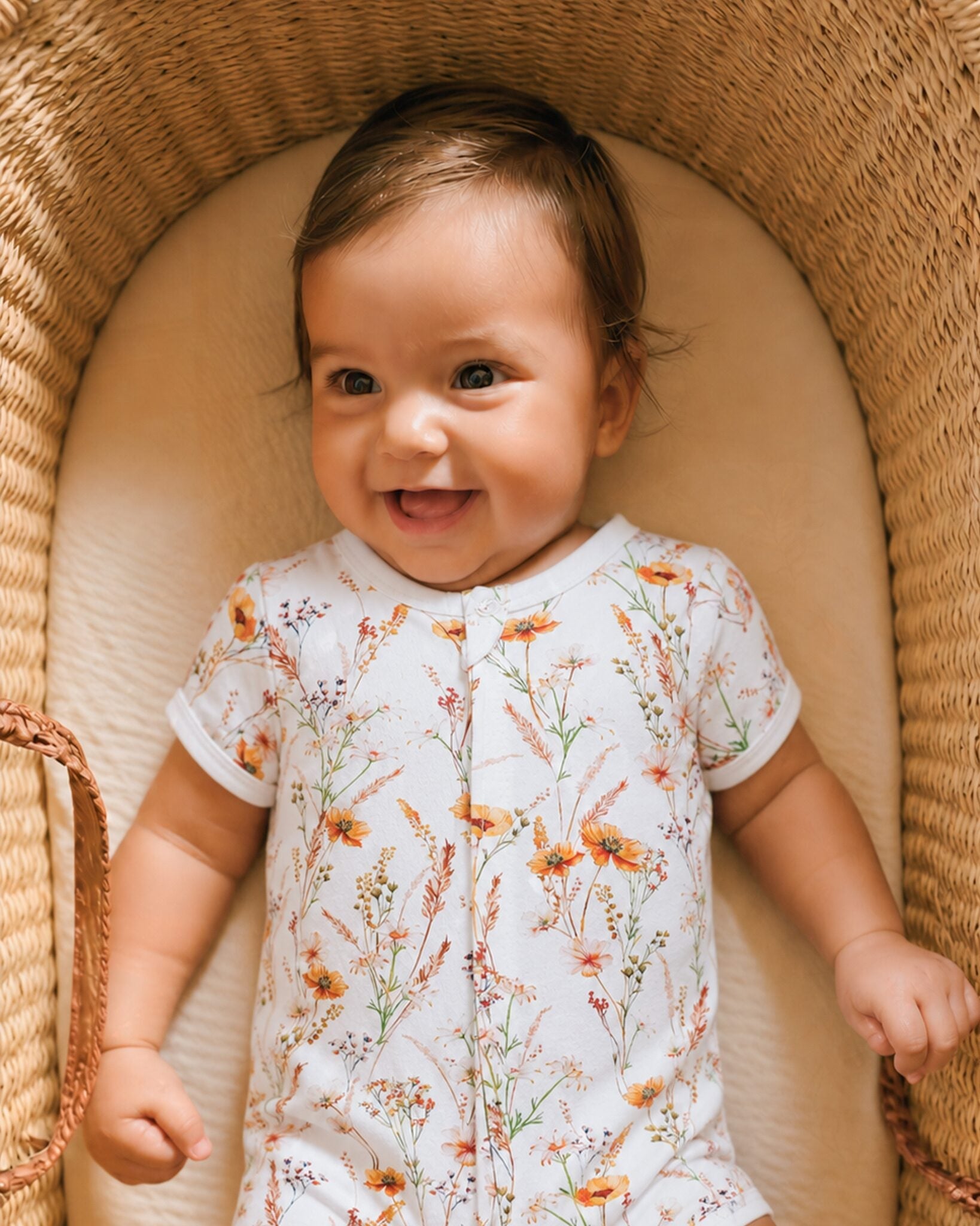 Organic Floral SS Zip Romper Taylor Floral Print - lifestyle