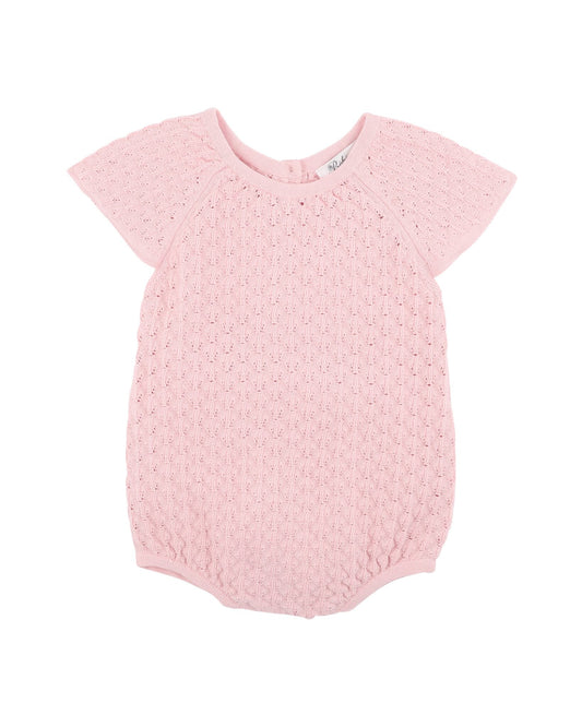 Organic Knit Pointelle Bodysuit Pale Pink - front