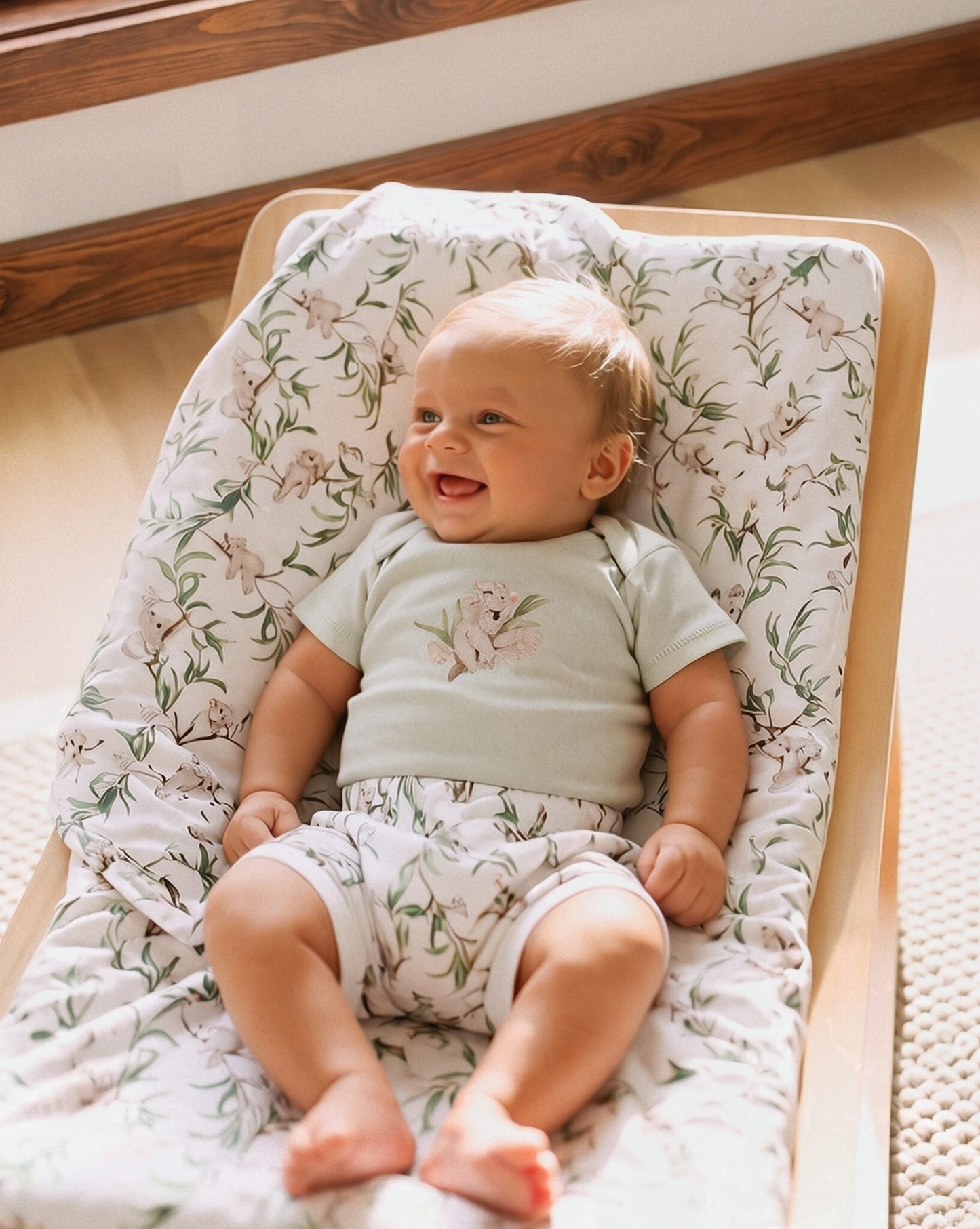 Organic Koala Bodysuit Sage - fabric print