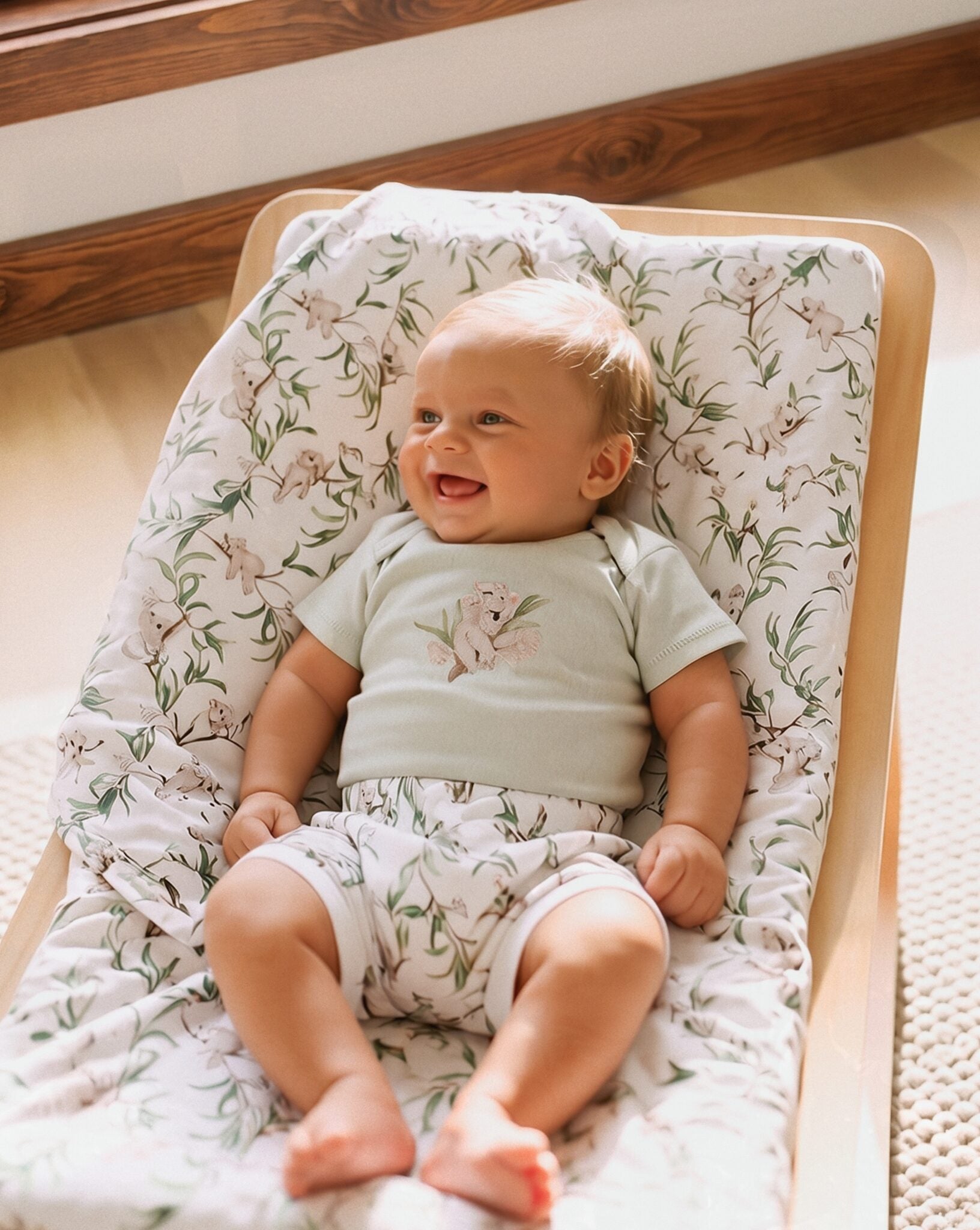 Organic Koala Bodysuit Sage - fabric print