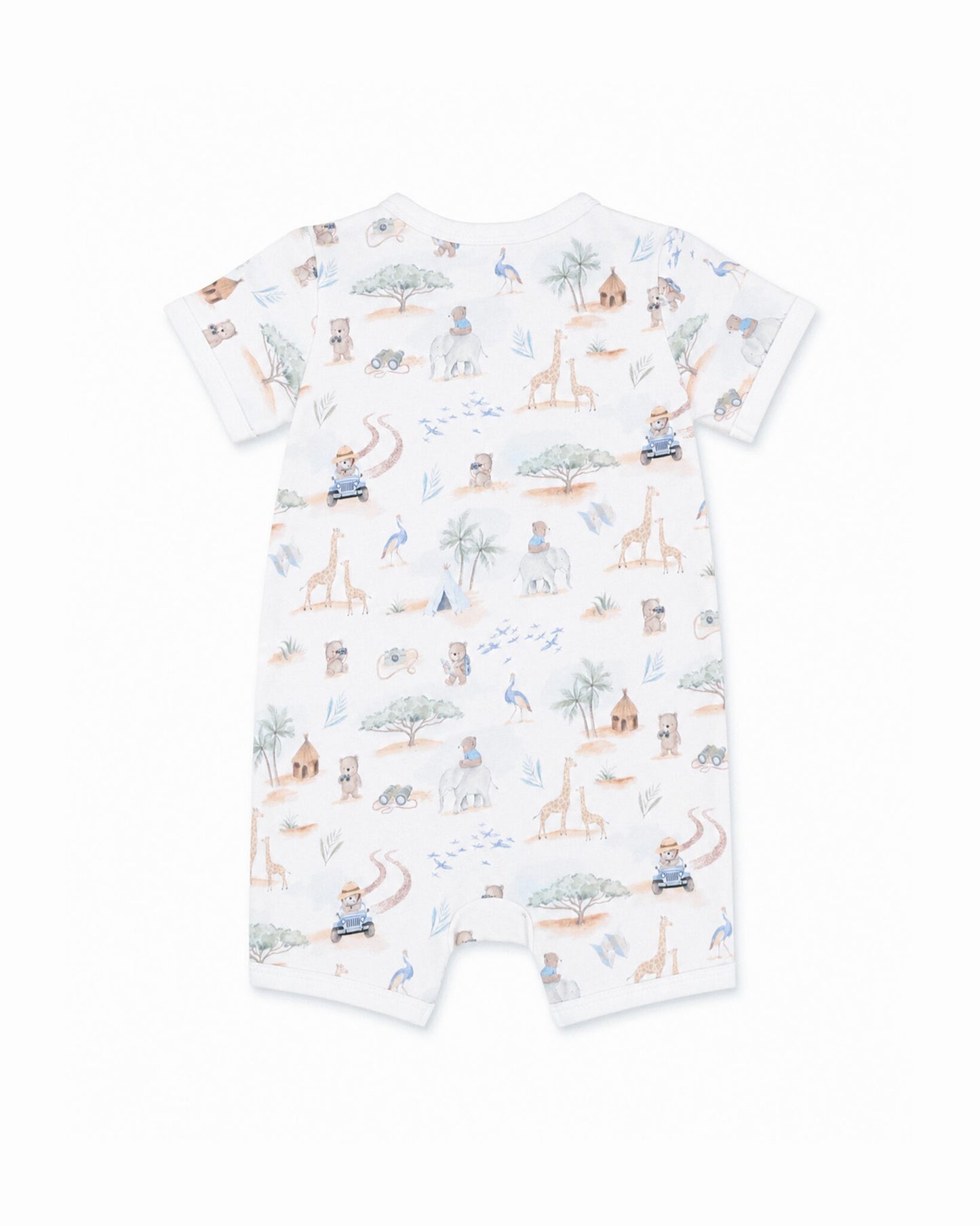 Organic SS Zip Romper Brady Print - back