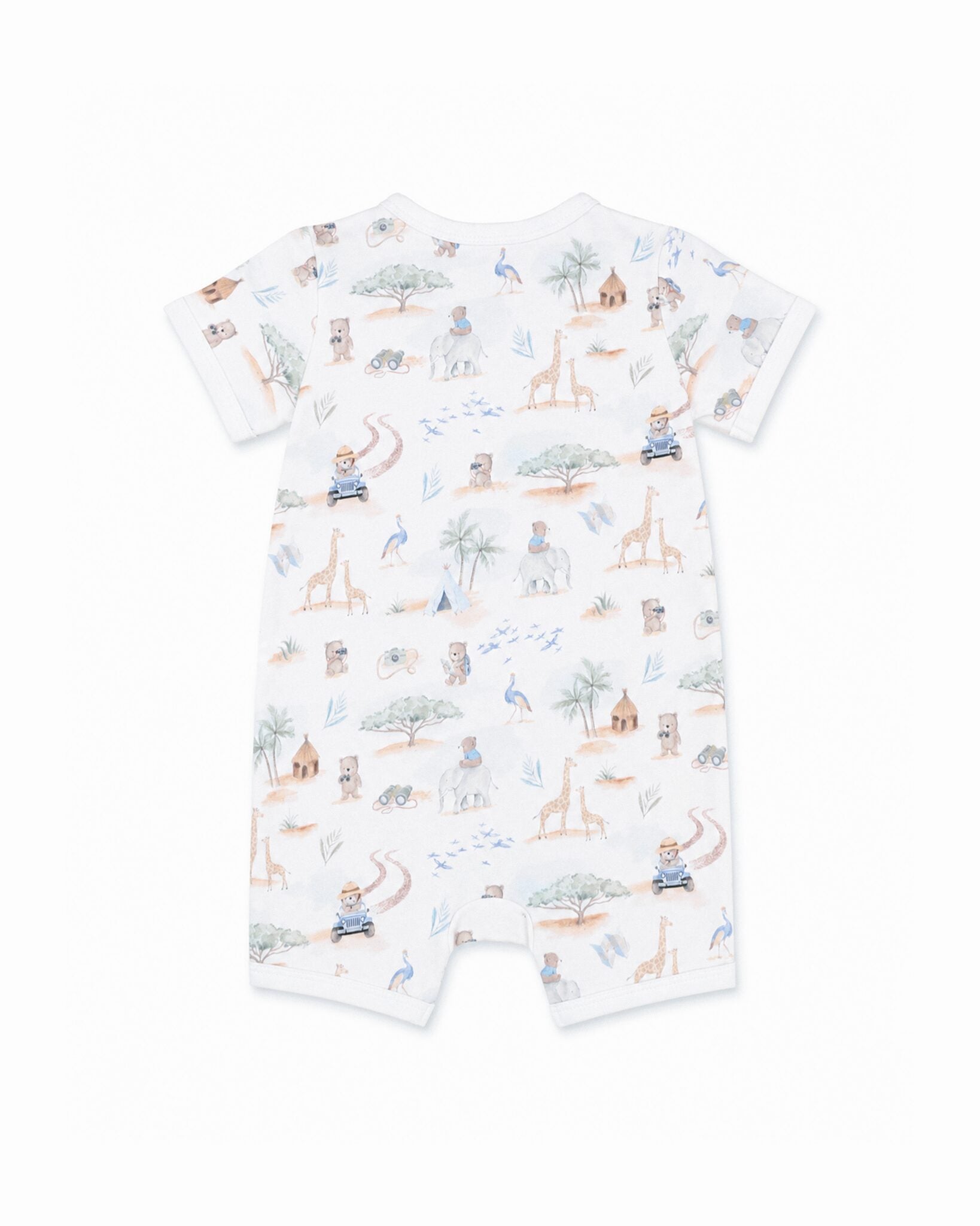 Organic SS Zip Romper Brady Print - back