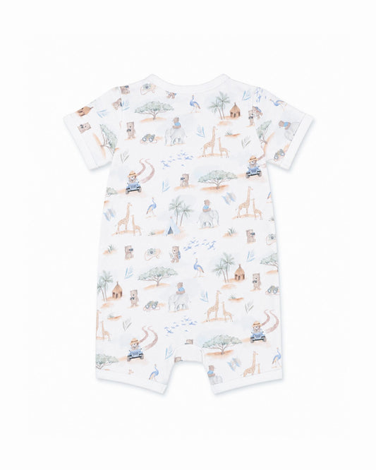 Organic SS Zip Romper Brady Print - back