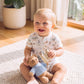 Organic SS Zip Romper Brady Print - fabric print