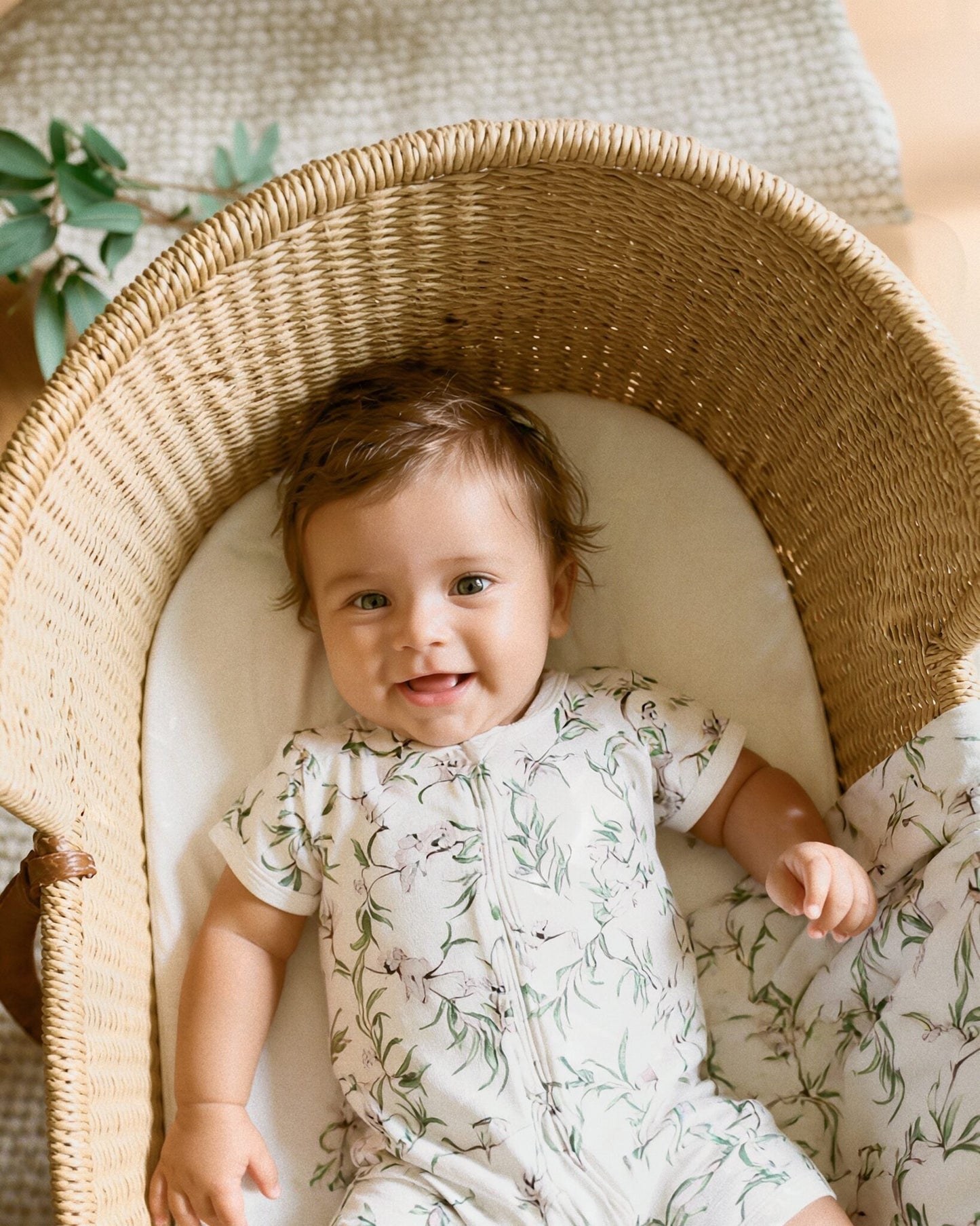 Organic SS Zip Romper Taylor Print - lifestyle 2