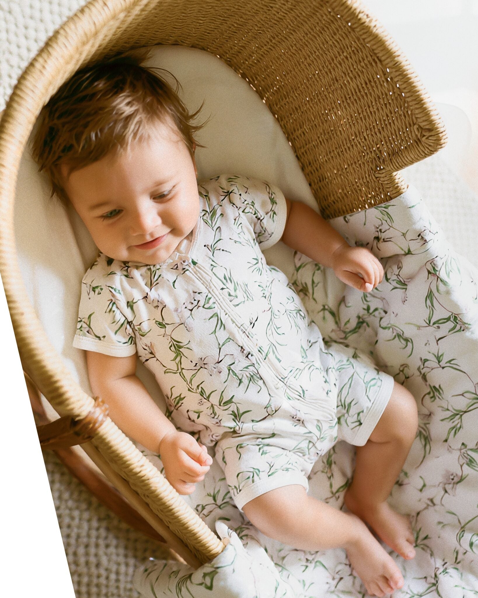 Organic SS Zip Romper Taylor Print - lifestyle