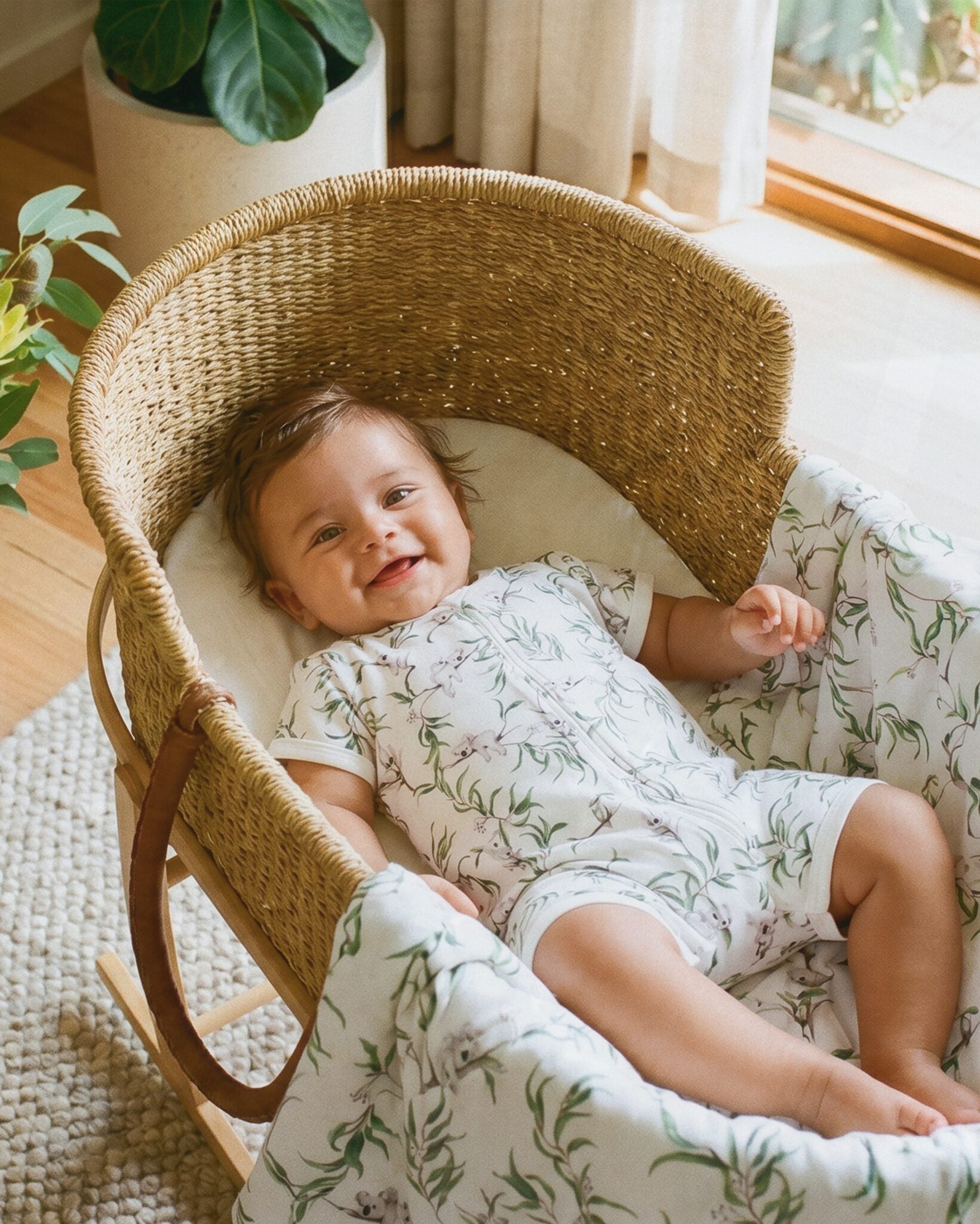 Organic SS Zip Romper Taylor Print - fabric print