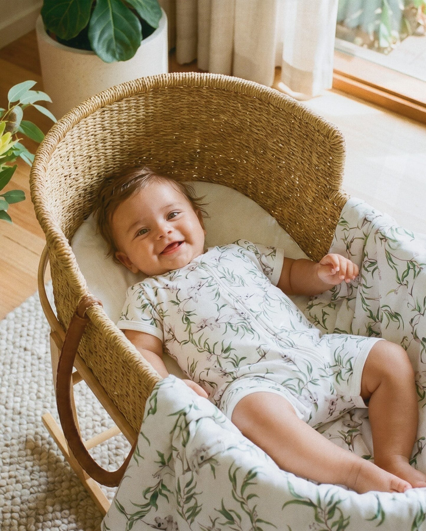 Organic SS Zip Romper Taylor Print - fabric print