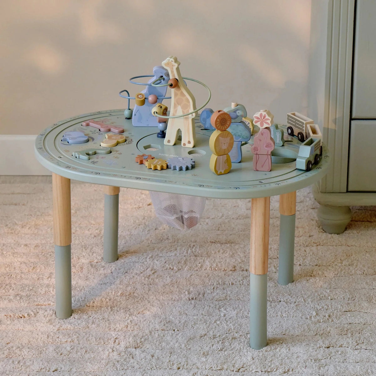 Little Dutch Safari Friends Activity Table XL in a playroom setting
