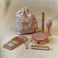 Little Dutch Safari Friends Music Set Pink with instruments and storage bag