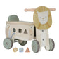 Little Dutch Safari Friends Ride-On Lion with shape sorter blocks
