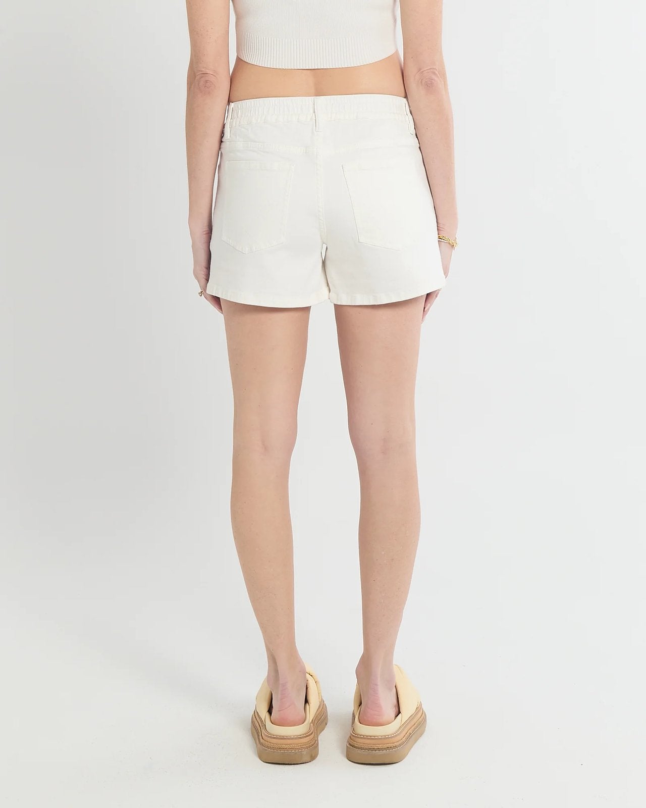 Heaven Denim Maternity Shorts White