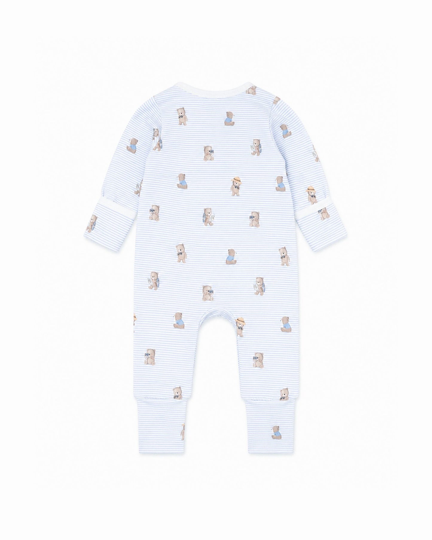 Stripe Organic LS Zipsuit Brady Stripe - back
