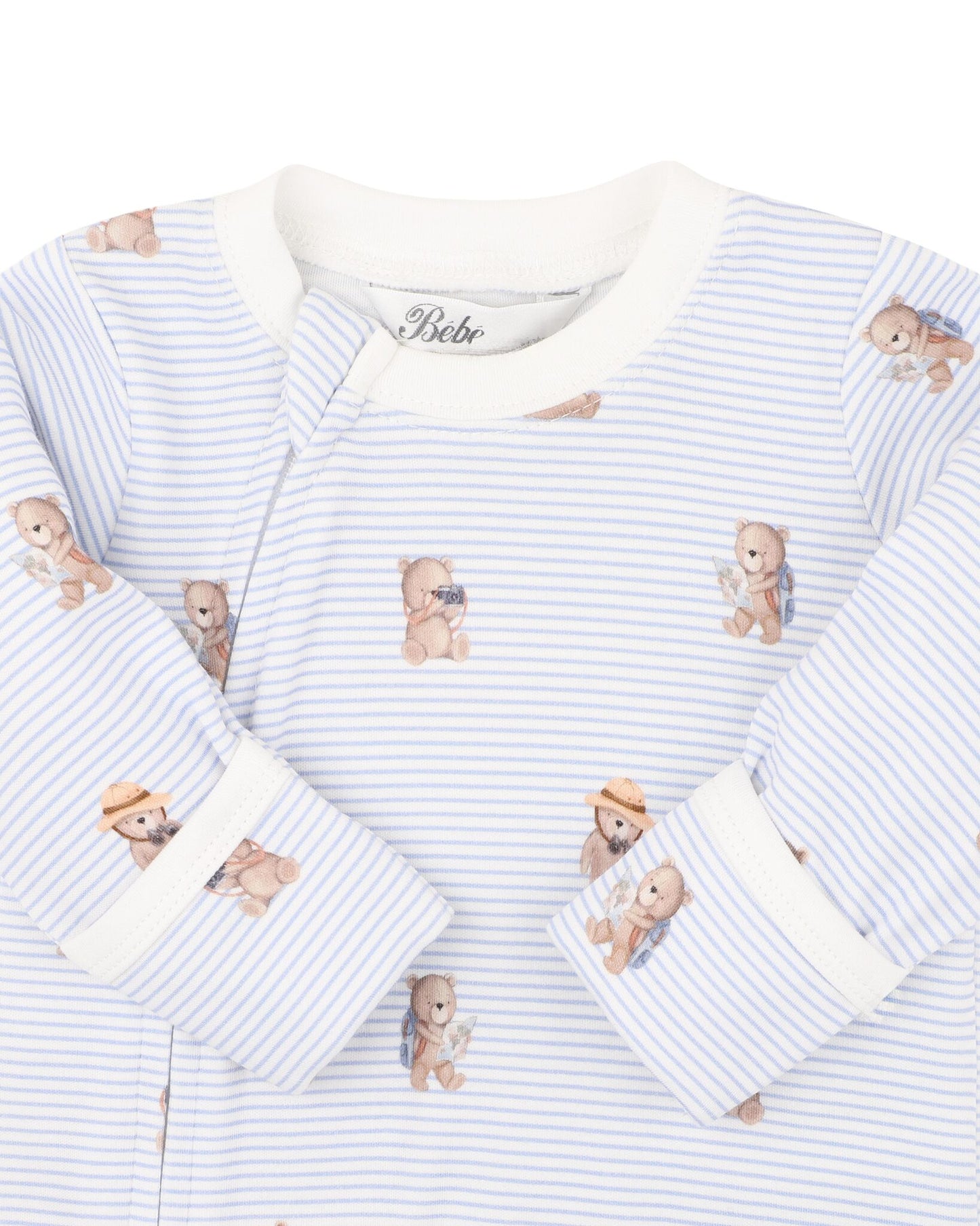 Stripe Organic LS Zipsuit Brady Stripe - detail