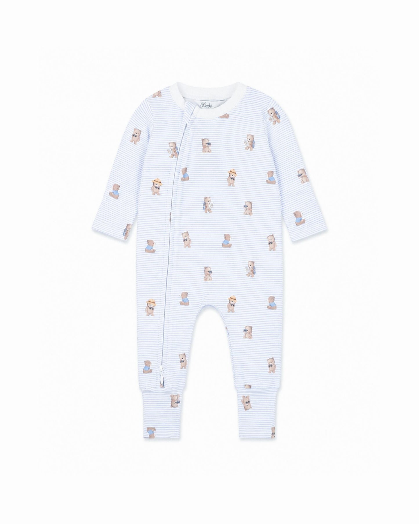 Stripe Organic LS Zipsuit Brady Stripe - front