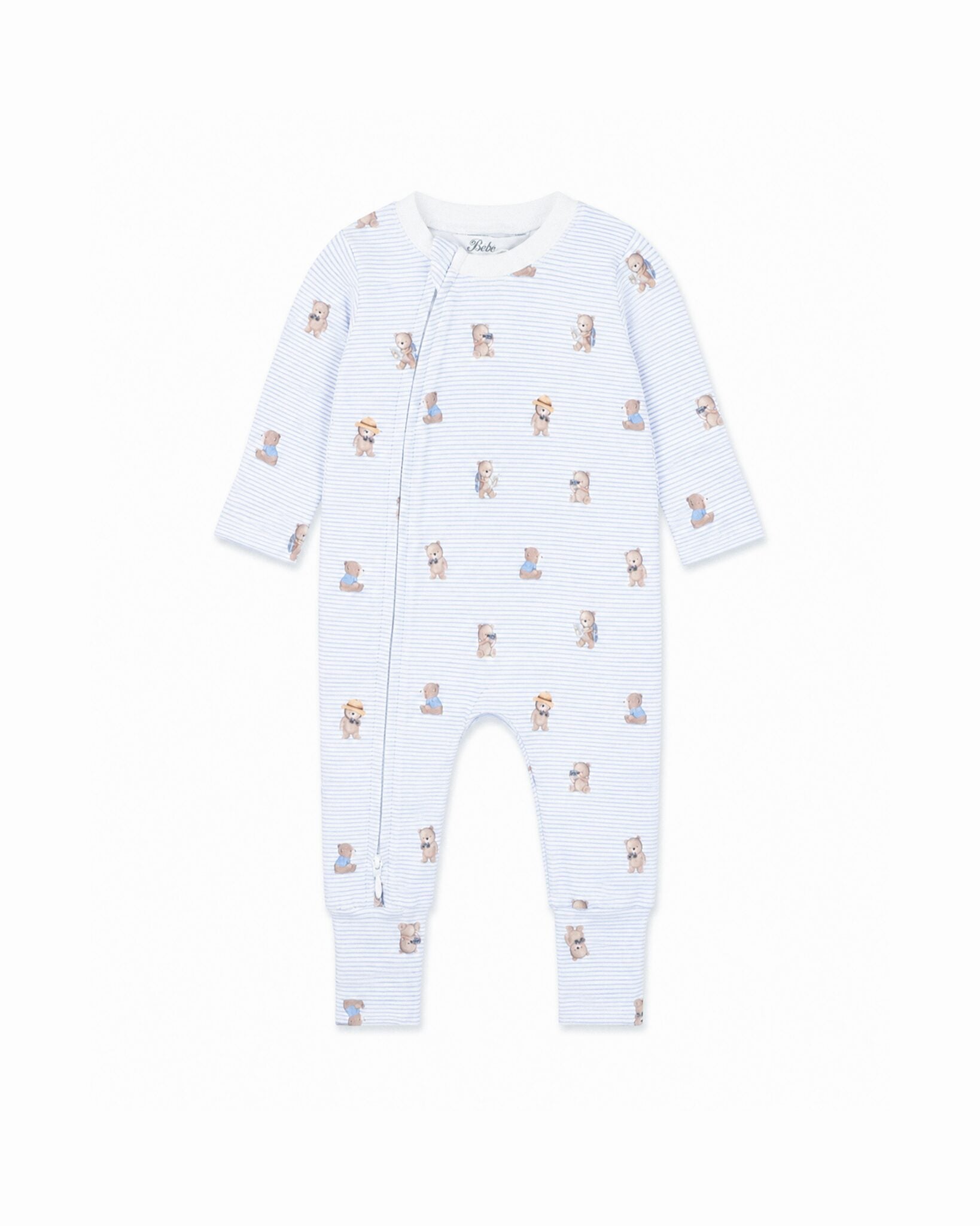 Stripe Organic LS Zipsuit Brady Stripe - front