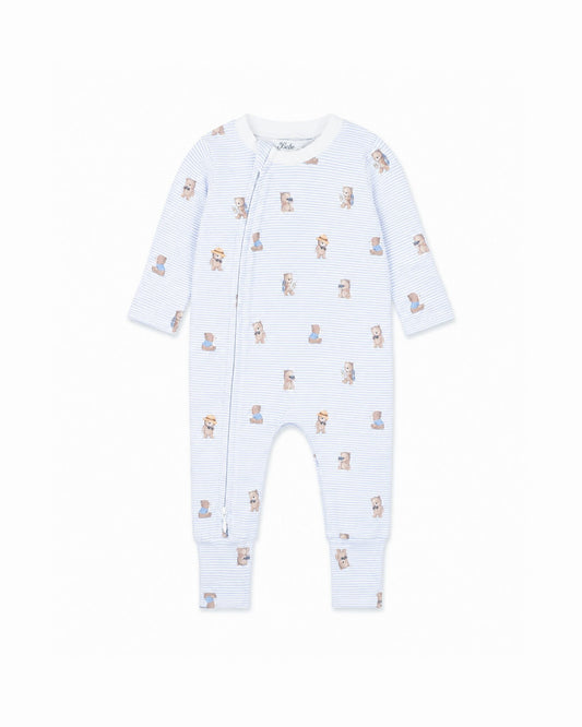 Stripe Organic LS Zipsuit Brady Stripe - front