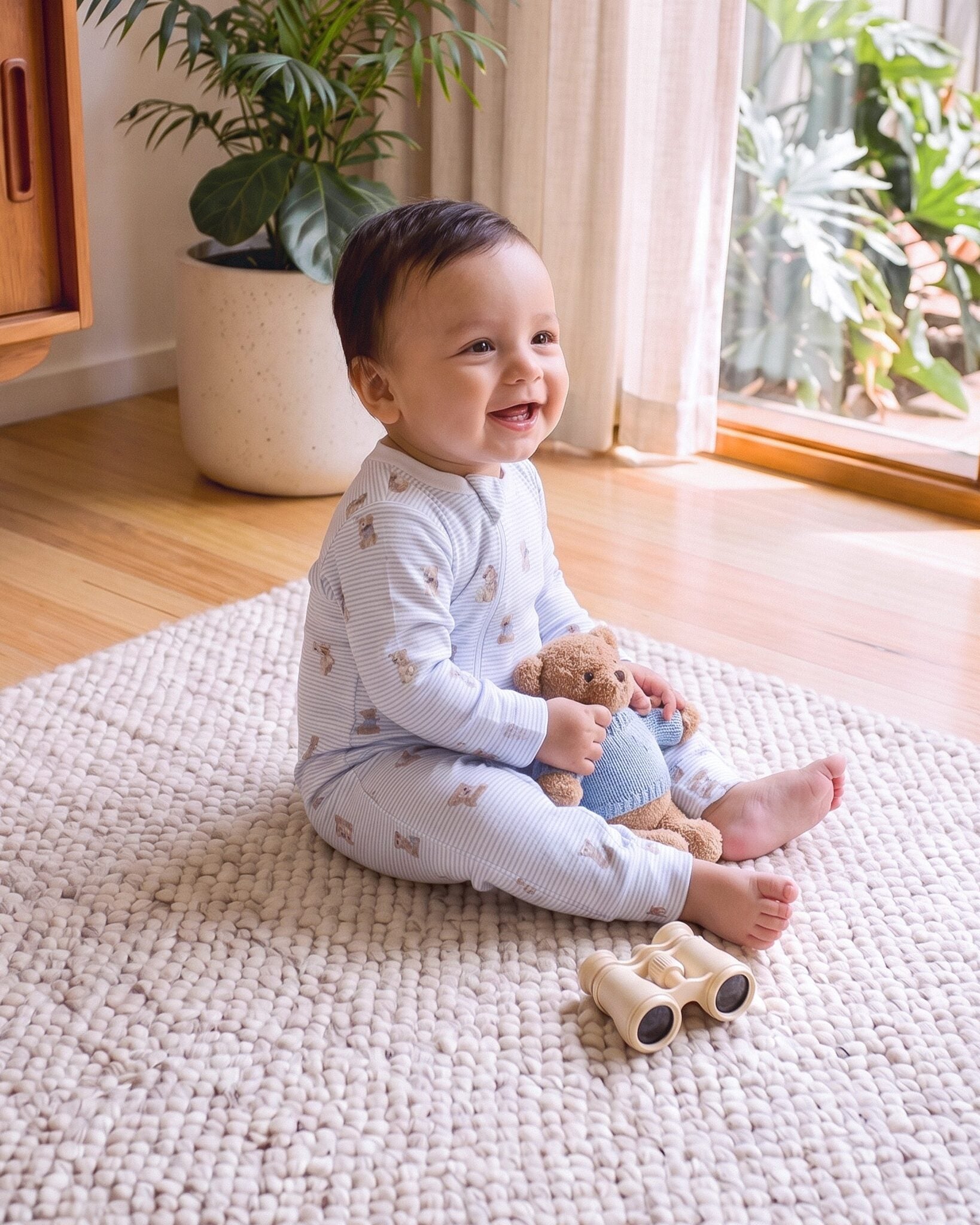 Stripe Organic LS Zipsuit Brady Stripe - lifestyle