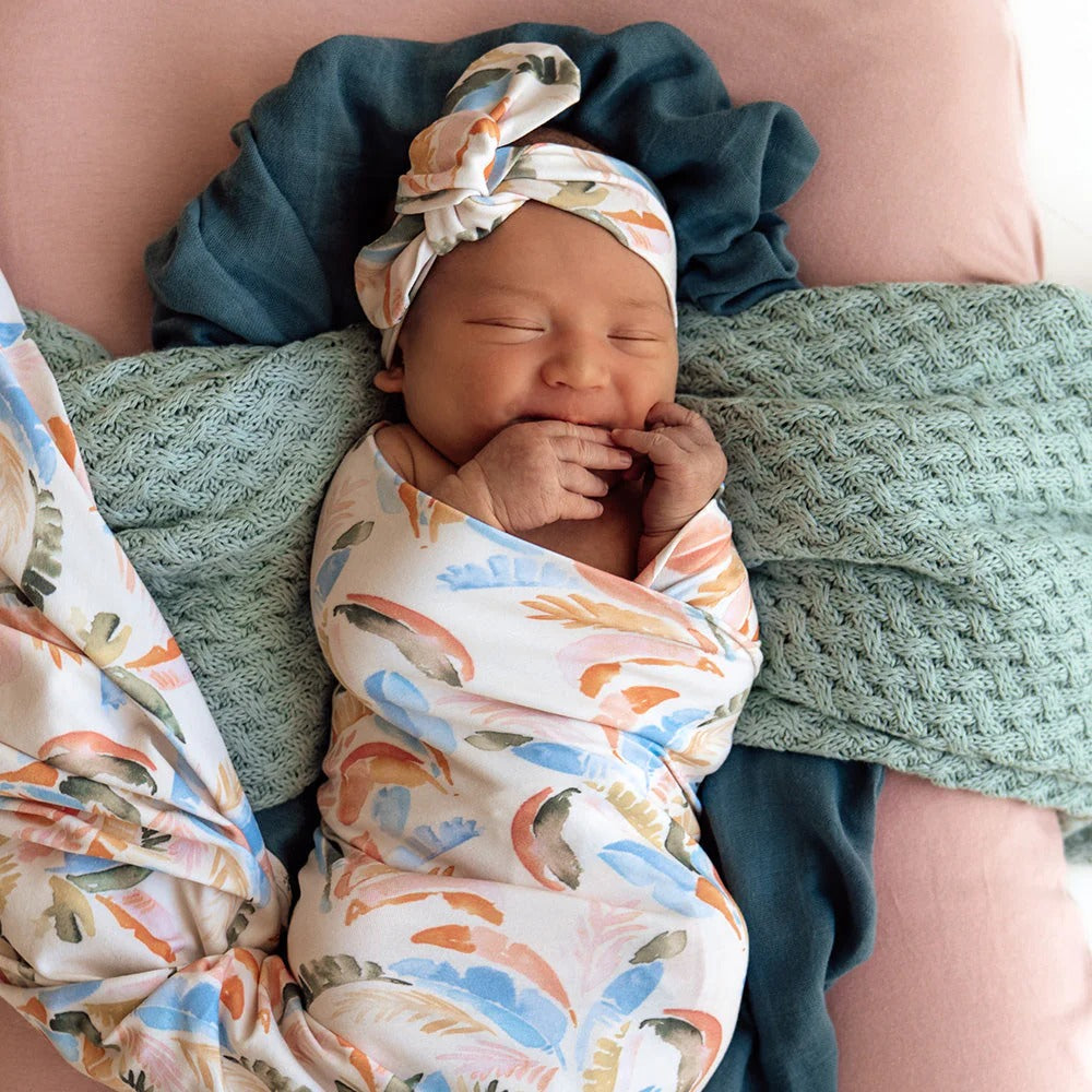 Summer Palm Organic Jersey Wrap & Topknot Set