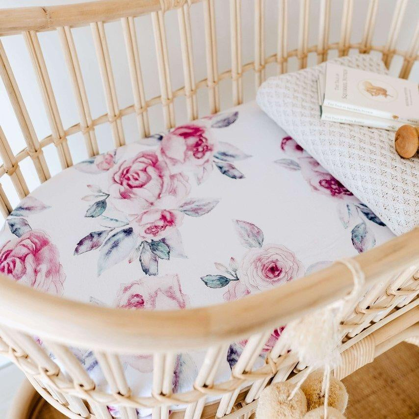 Bassinet Sheet/Change pad cover Lilac Skies