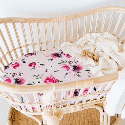 Bassinet Sheet/Change pad cover Floral Kiss