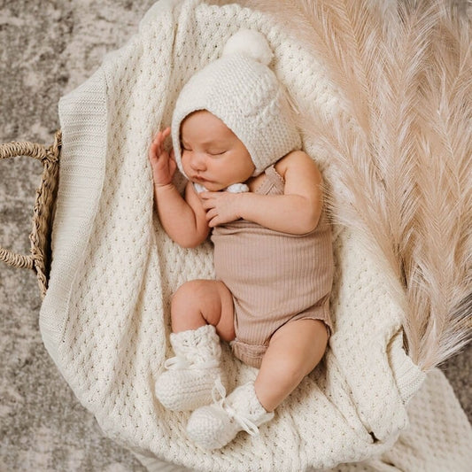 Bonnet and Booties Ivory
