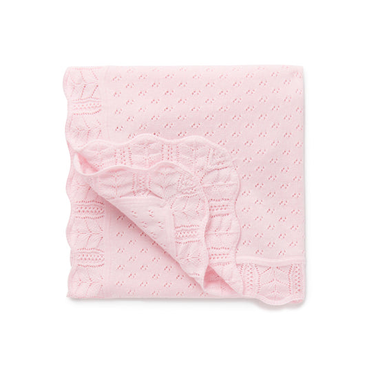 Pink Pointelle Ruffle Blanket