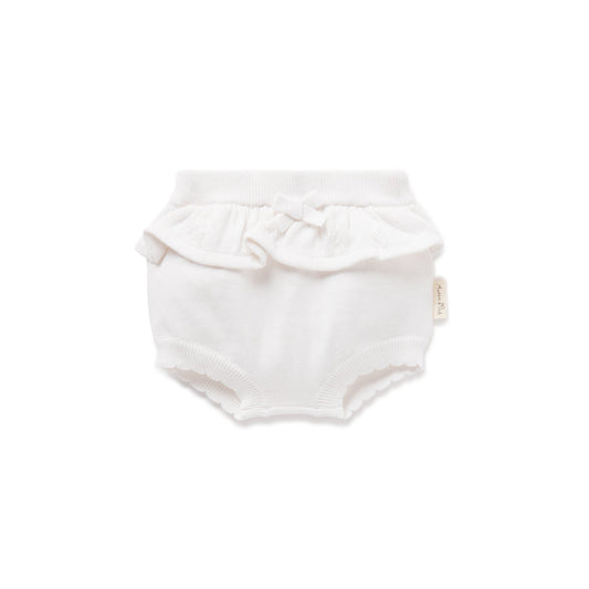 White Floral Ruffle Knit Bloomers
