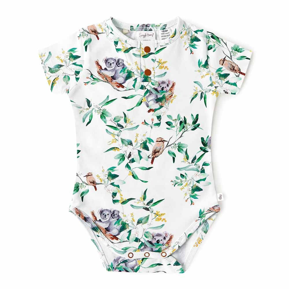 Snuggle Hunny Eucalypt Baby Bodysuit Short Sleeve