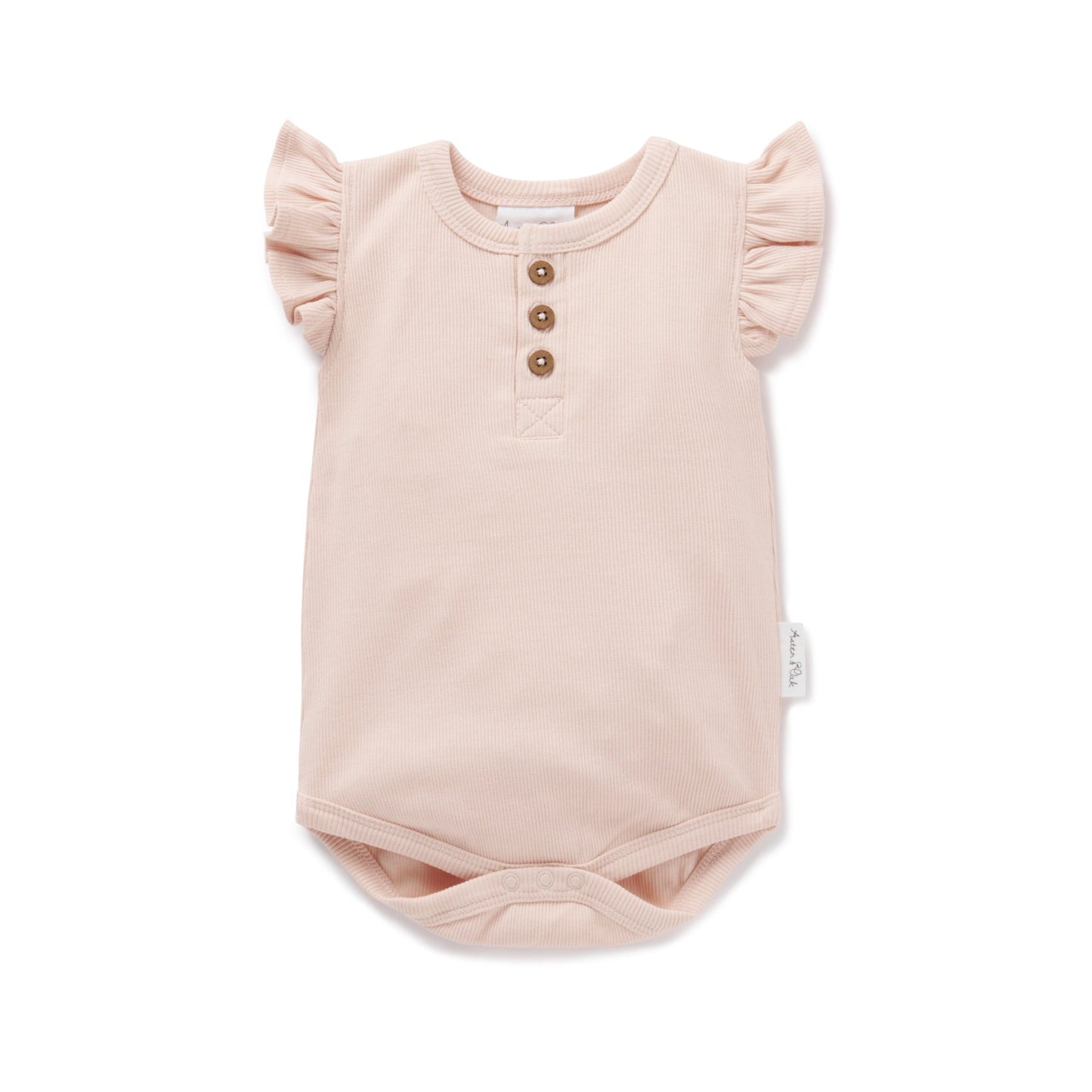 Peach Rib Ruffle Bodysuit