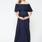Hello Miz Ruffle Off Shoulder Maxi Maternity Dress