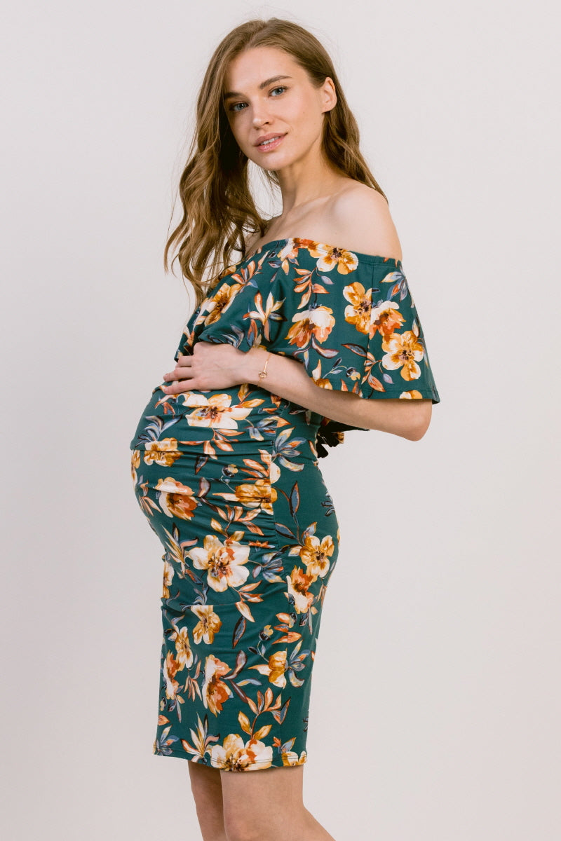 Floral bodycon cheap maternity dress