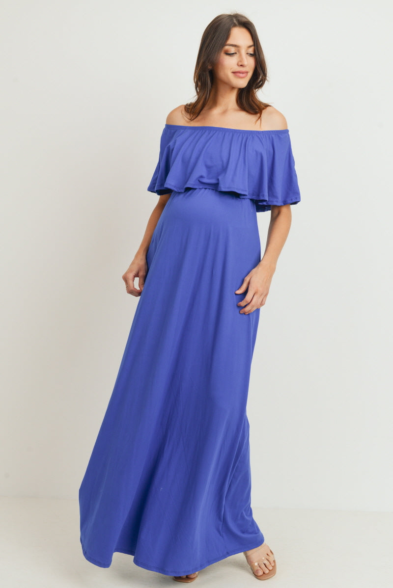 Royal blue off the shoulder best sale maternity dress