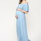 Hello Miz Ruffle Off Shoulder Maxi Maternity Dress