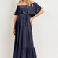 Hello Miz Tie Waist Off Shoulder Maternity Maxi Dress