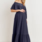 Hello Miz Tie Waist Off Shoulder Maternity Maxi Dress