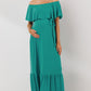 Hello Miz Tie Waist Off Shoulder Maternity Maxi Dress