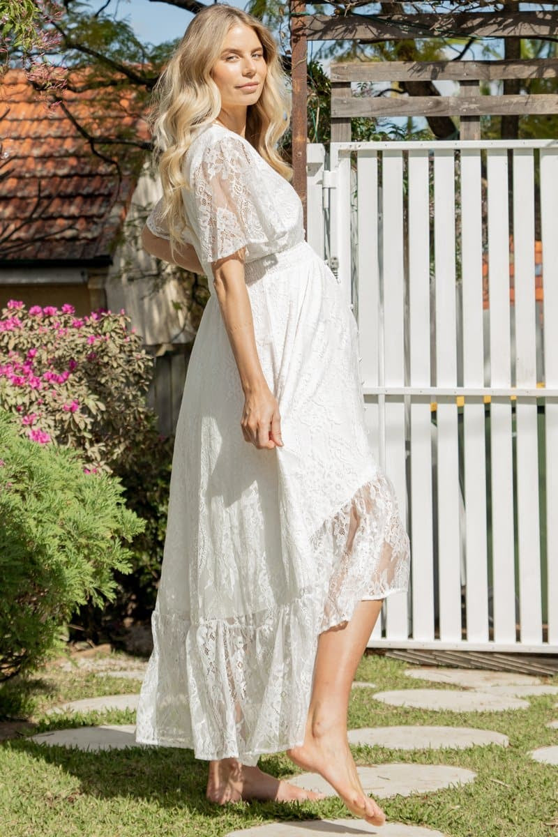 The Wanderer White Lace Maternity Shoot Dress