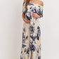 Taupe Floral Maternity Maxi Dress Ruffle Off Shoulder
