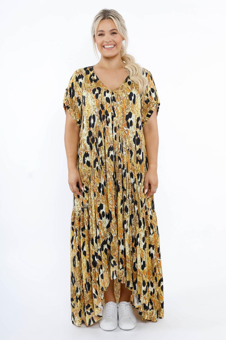 Peak Maxi Dress Enchanted Leopard Short Sleeve