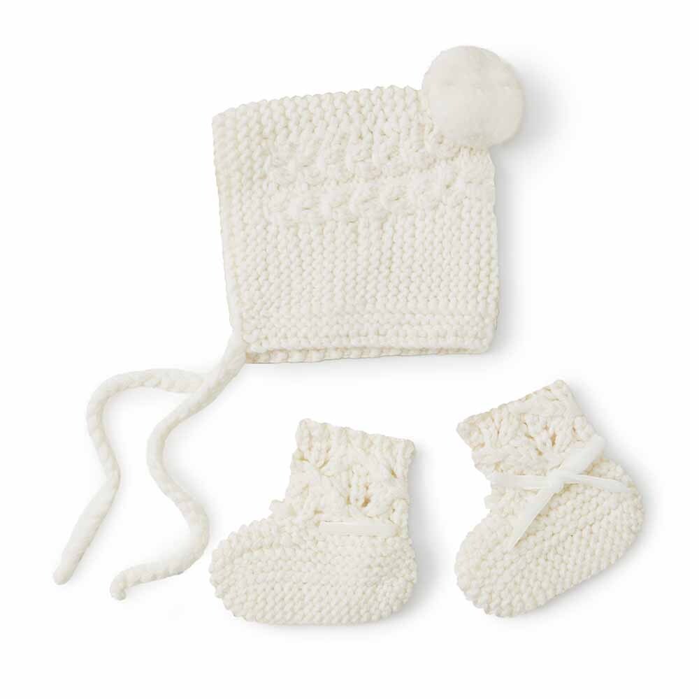 Bonnet and Booties Ivory
