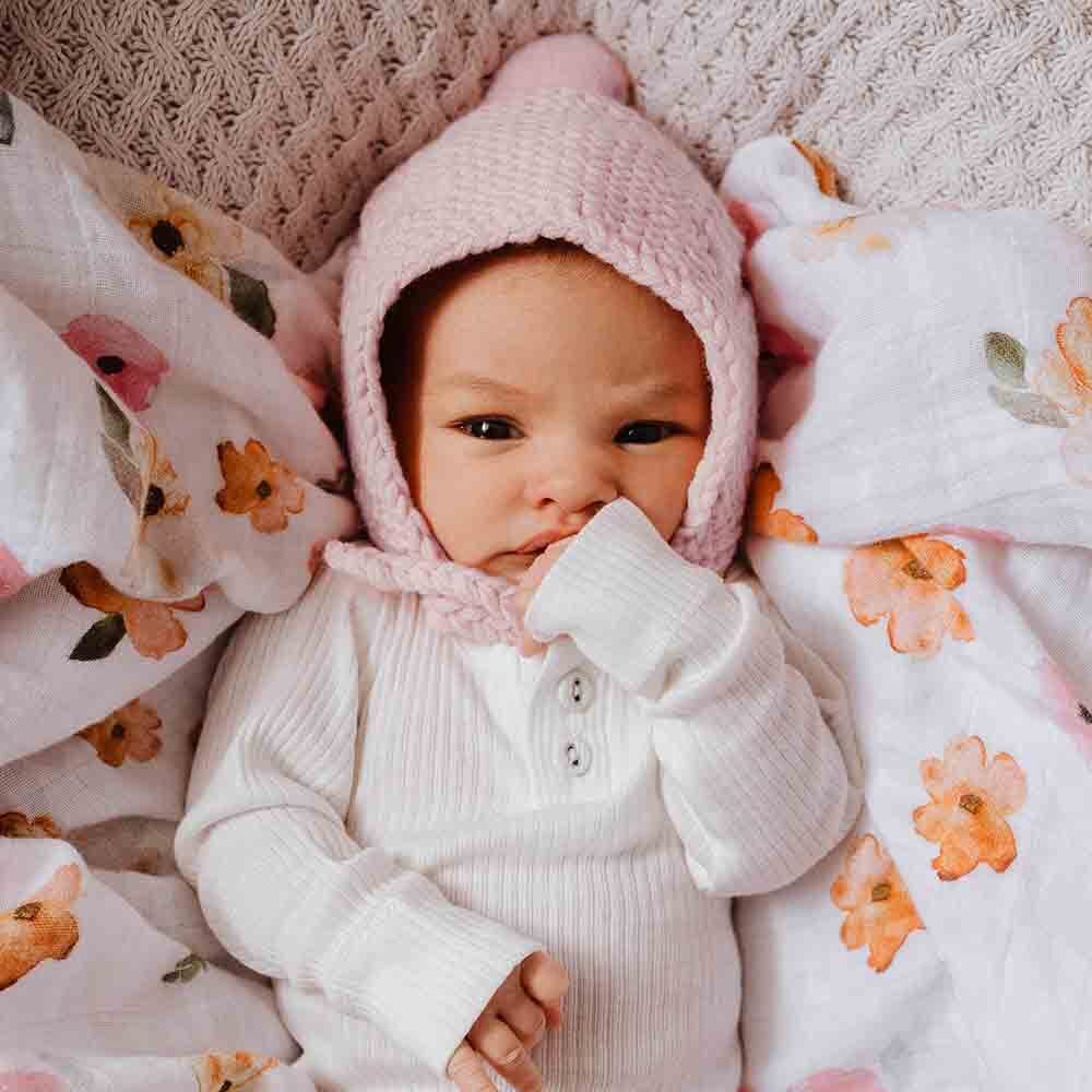 Bonnet and Booties Pink